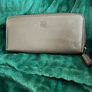Loewe Calfskin Long Continental Zip Around Wallet in Pewter (silvery gray)